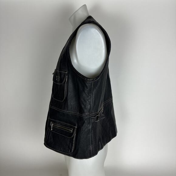 Here & Now Black Leather Vest Men’s Size XL - Picture 7 of 15